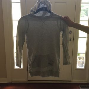 Grey long sleeve hooded tee shirt